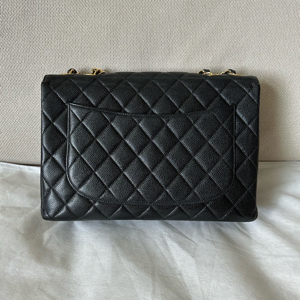 SOLD - CHANEL💫 Vintage Black Caviar Quilted Single Flap Bag Jumbo - Picture 5 of 13
